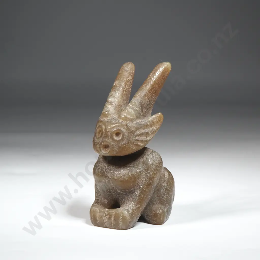 Neolithic Jade Squatting Figure with Large Ears Image 1++