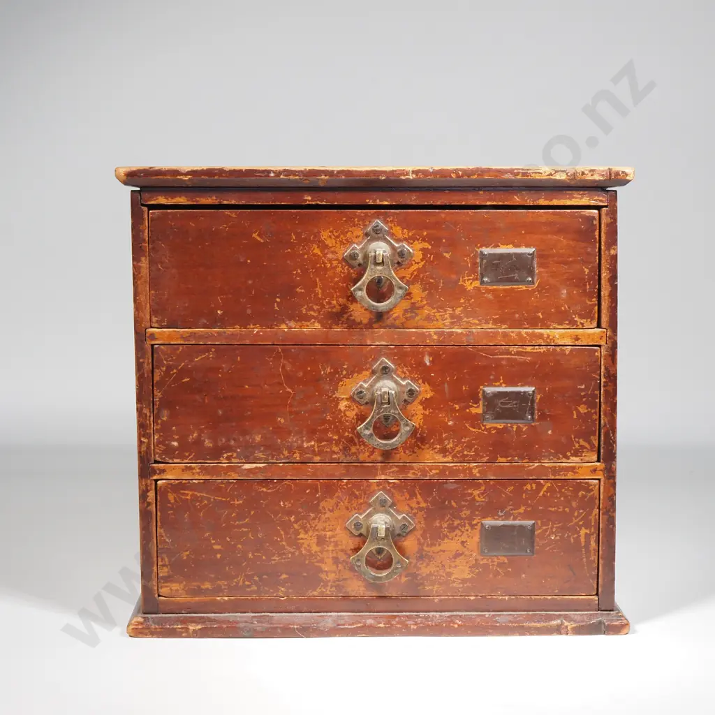 Small Antique Chest Of Three Long Drawers  Image 1++