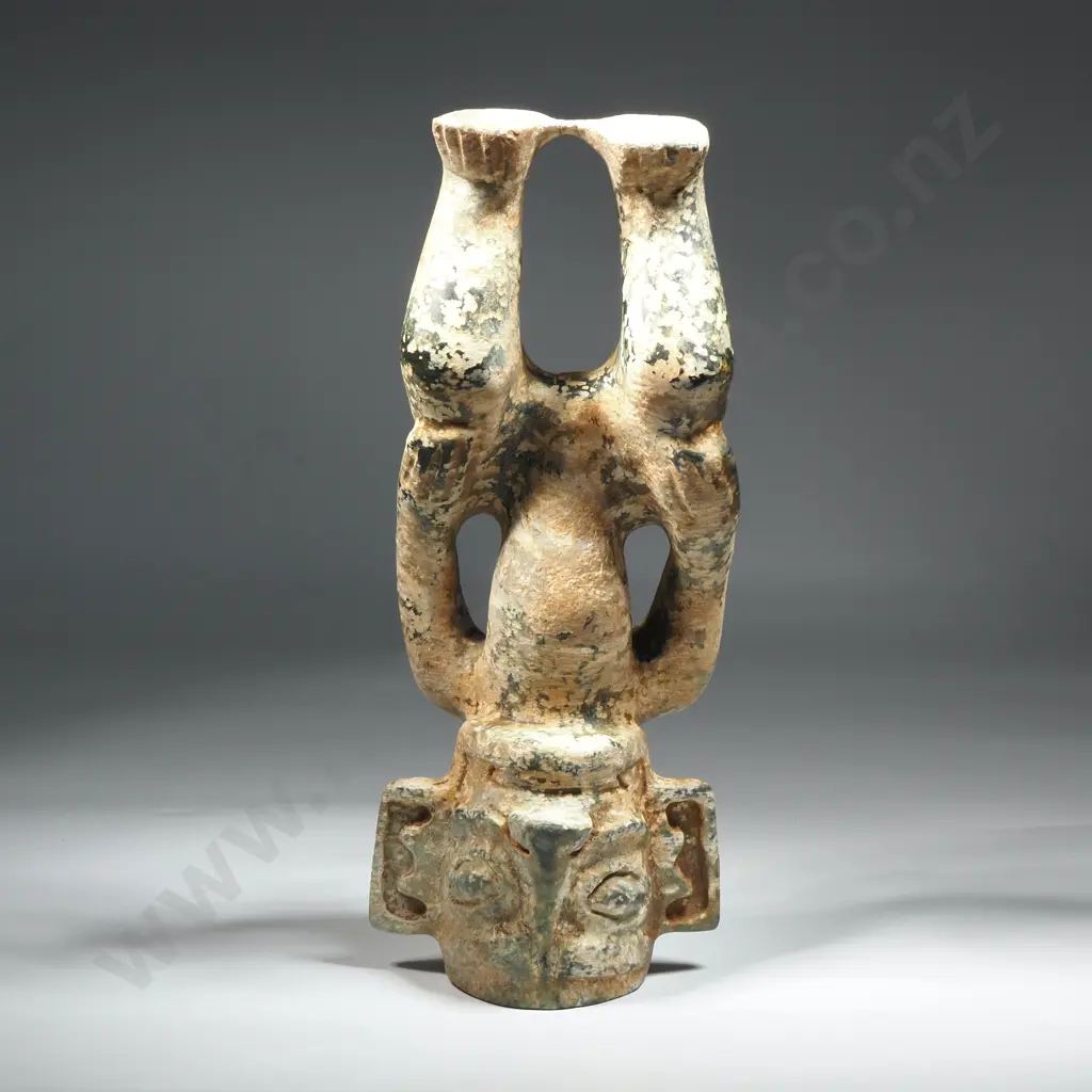 Chinese Ancient Jade Carving Depicting A Squatting Figure, Believed To Be Spirtual Or Ritualistic Qualities Image 1++