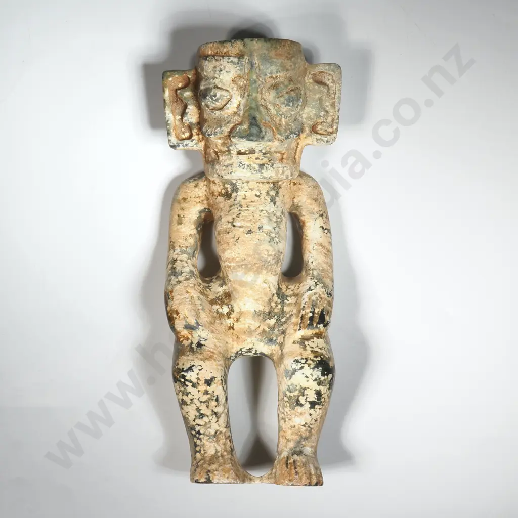 Chinese Ancient Jade Carving Depicting A Squatting Figure, Believed To Be Spirtual Or Ritualistic Qualities Image 1++
