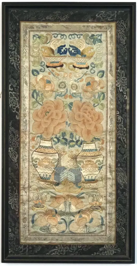 Framed Chinese Silk Embroidered Panel, Possibly A Sleeve  Image 1++