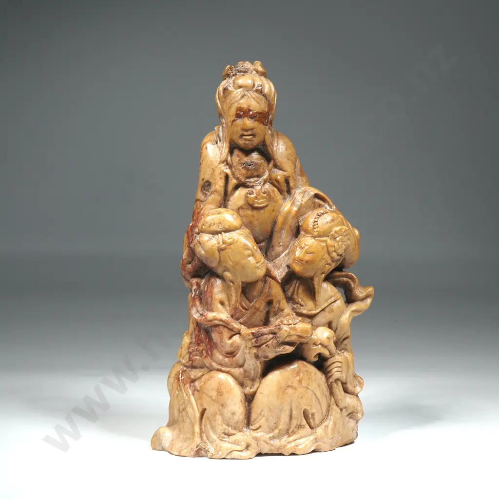 Vintage Soapstone Group Of Three Figures. Image 1++