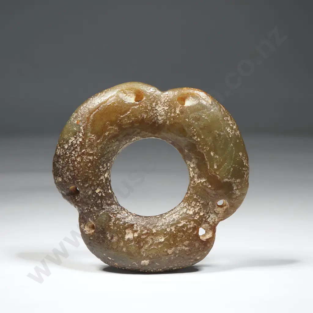 Early Carved Jade Bi Disc with Archaistic Decoration. Historically Used in Worship & Ceremonies In Ancient China Image 1++