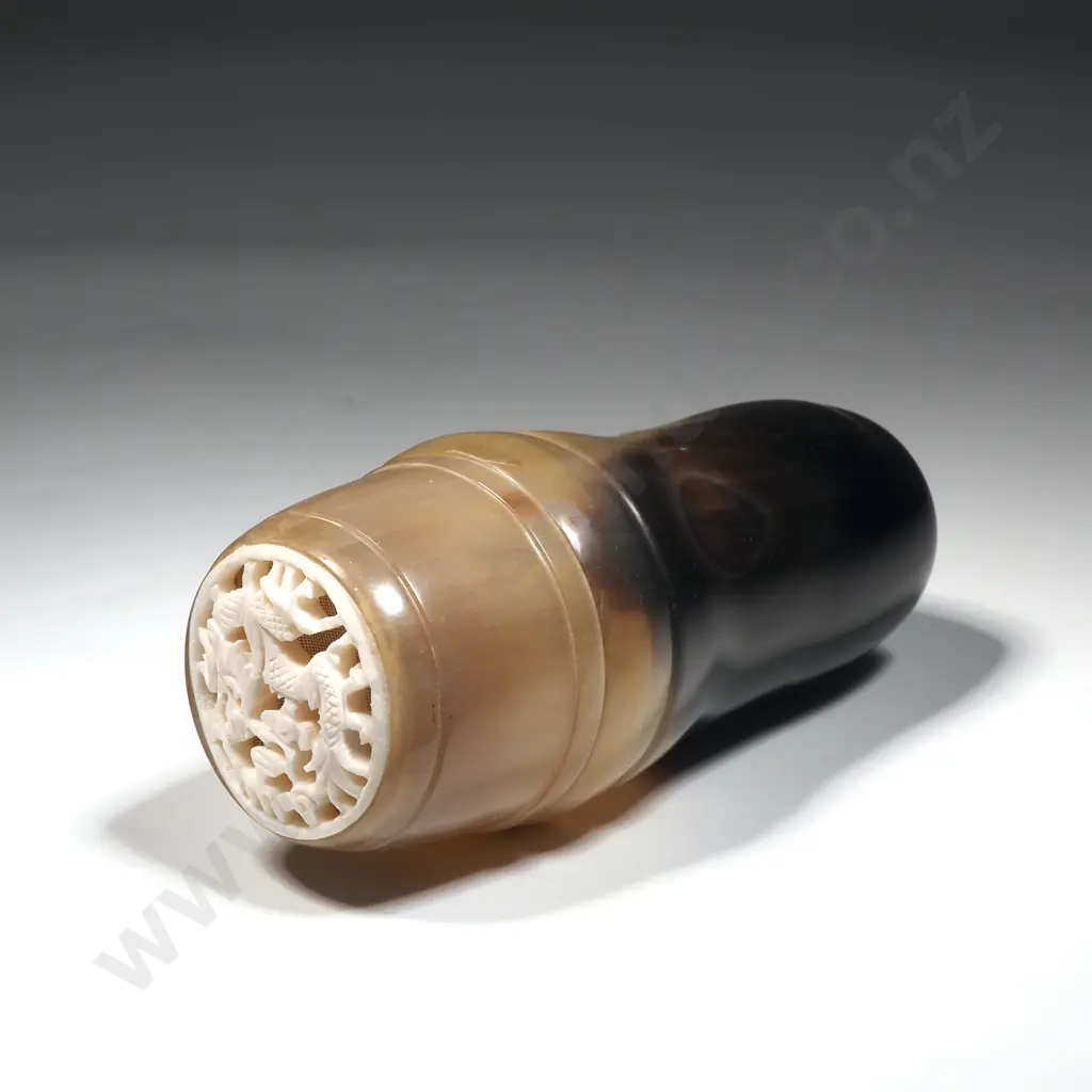 Vintage Horn & Bone /Ivory Sand Shaker with Intricately Carved Top Image 1++