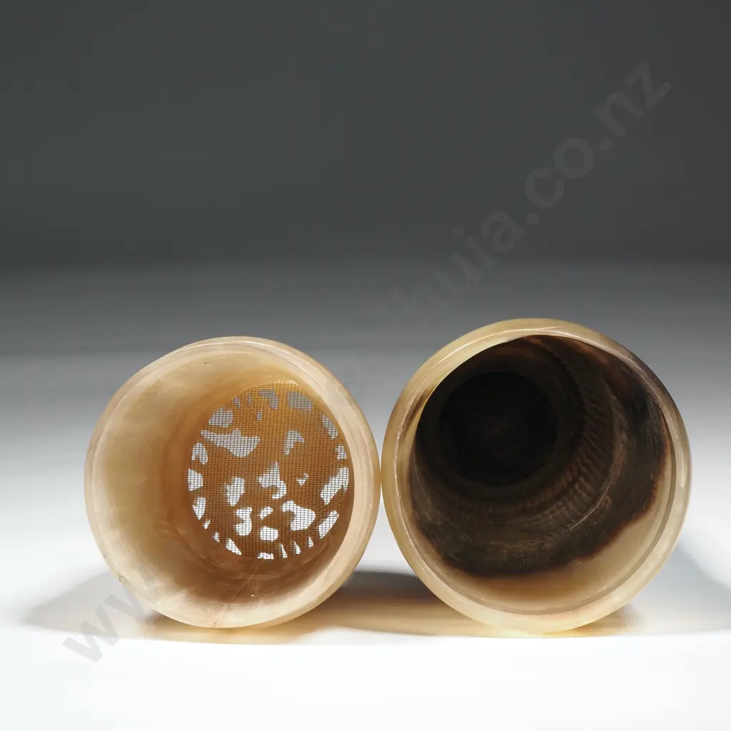 Vintage Horn & Bone /Ivory Sand Shaker with Intricately Carved Top Image 1++