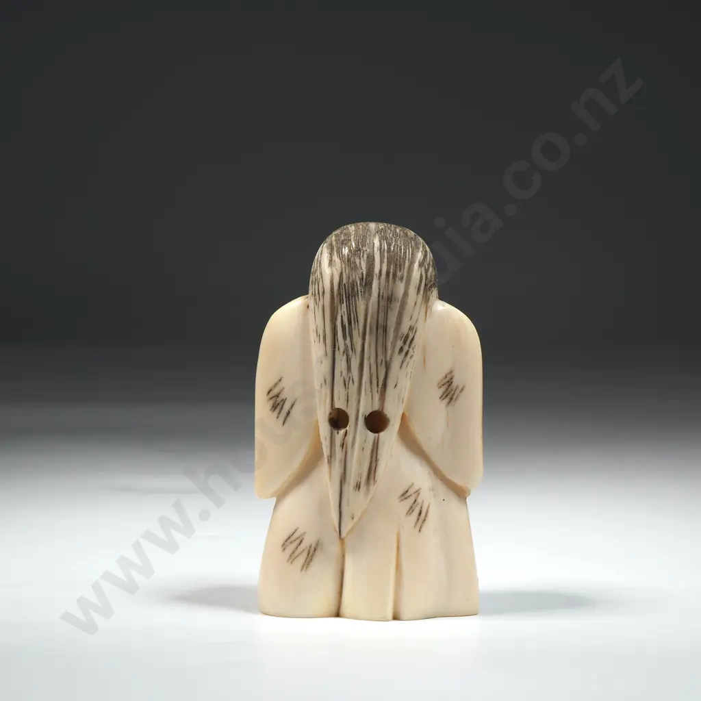 Vintage Ivory Netsuke Of A Female Kabuki Actress With Rotating Double Face Image 1++