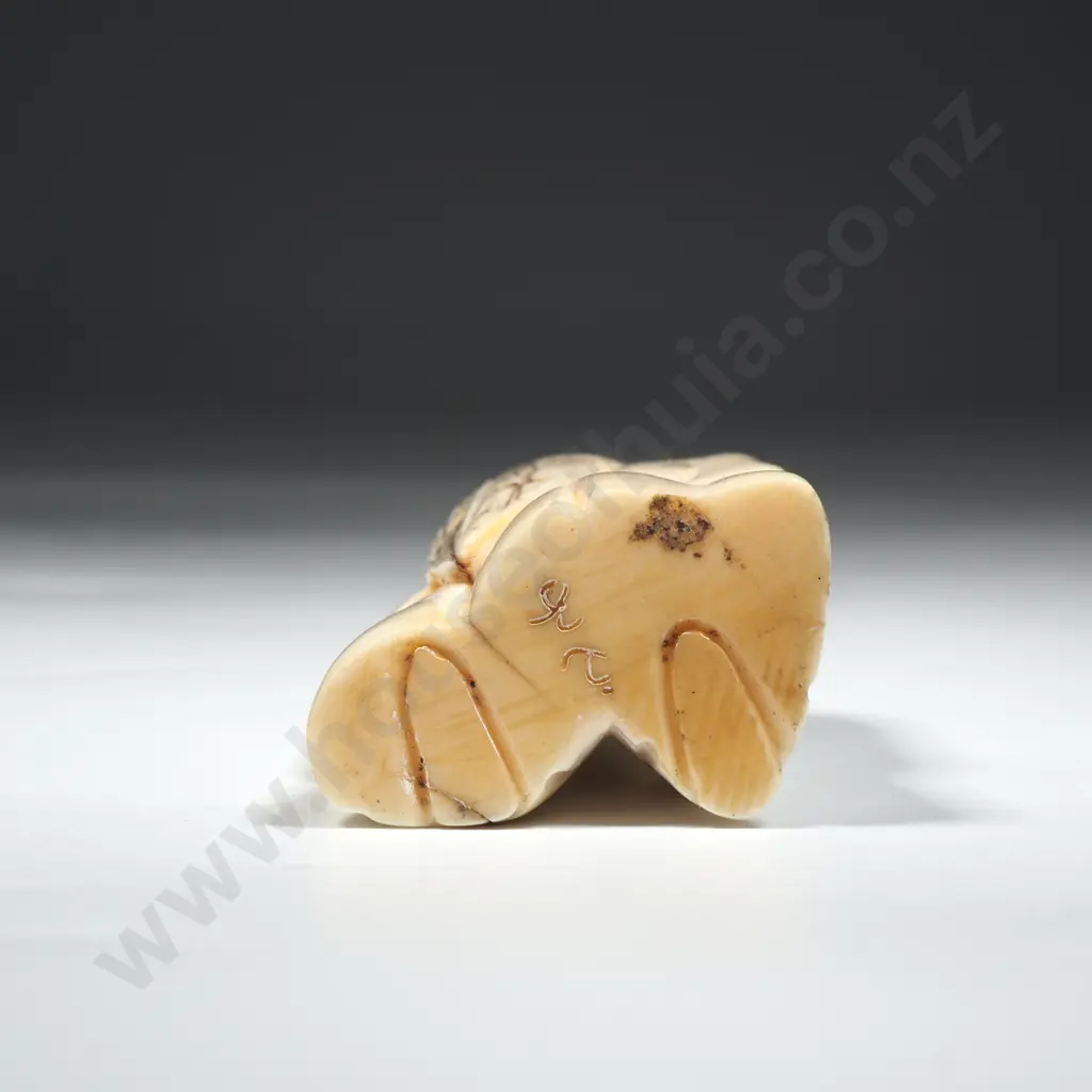 Vintage Ivory Netsuke Of A Female Kabuki Actress With Rotating Double Face Image 1++
