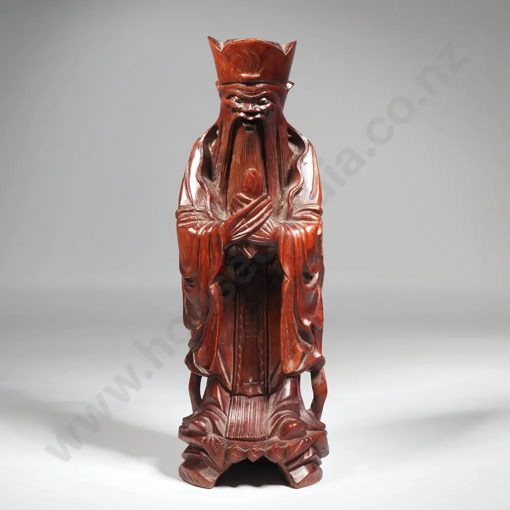 Vintage Chinese Carved Wooden Figure. Probably a Deity Or Immortal Image 1++
