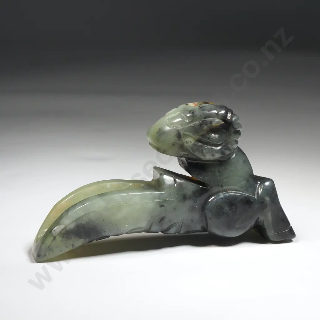 Vintage Chinese Recumbent Jade Figure Of  A Ram Image 1++