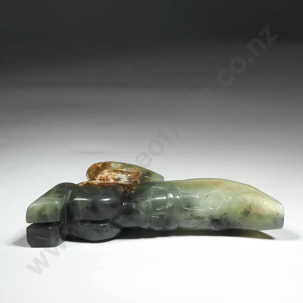 Vintage Chinese Recumbent Jade Figure Of  A Ram Image 1++