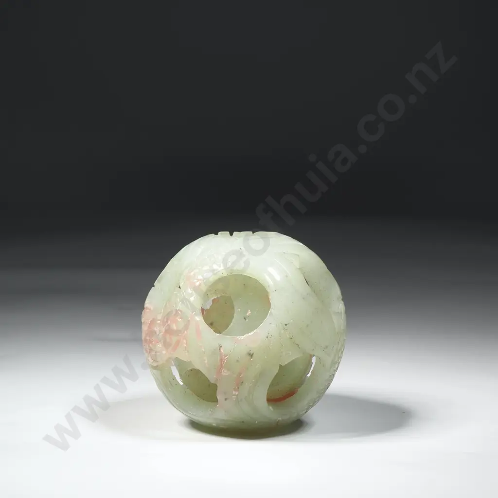 Ornate Carved Three Level Jade Ball Image 1++