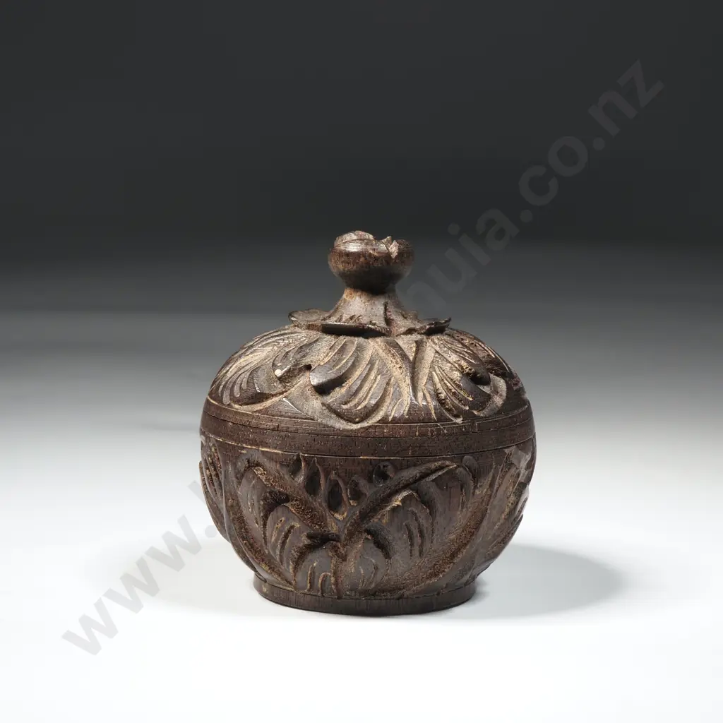 Vintage Carved Miniature Lidded Box. Possibly From India  Image 1++