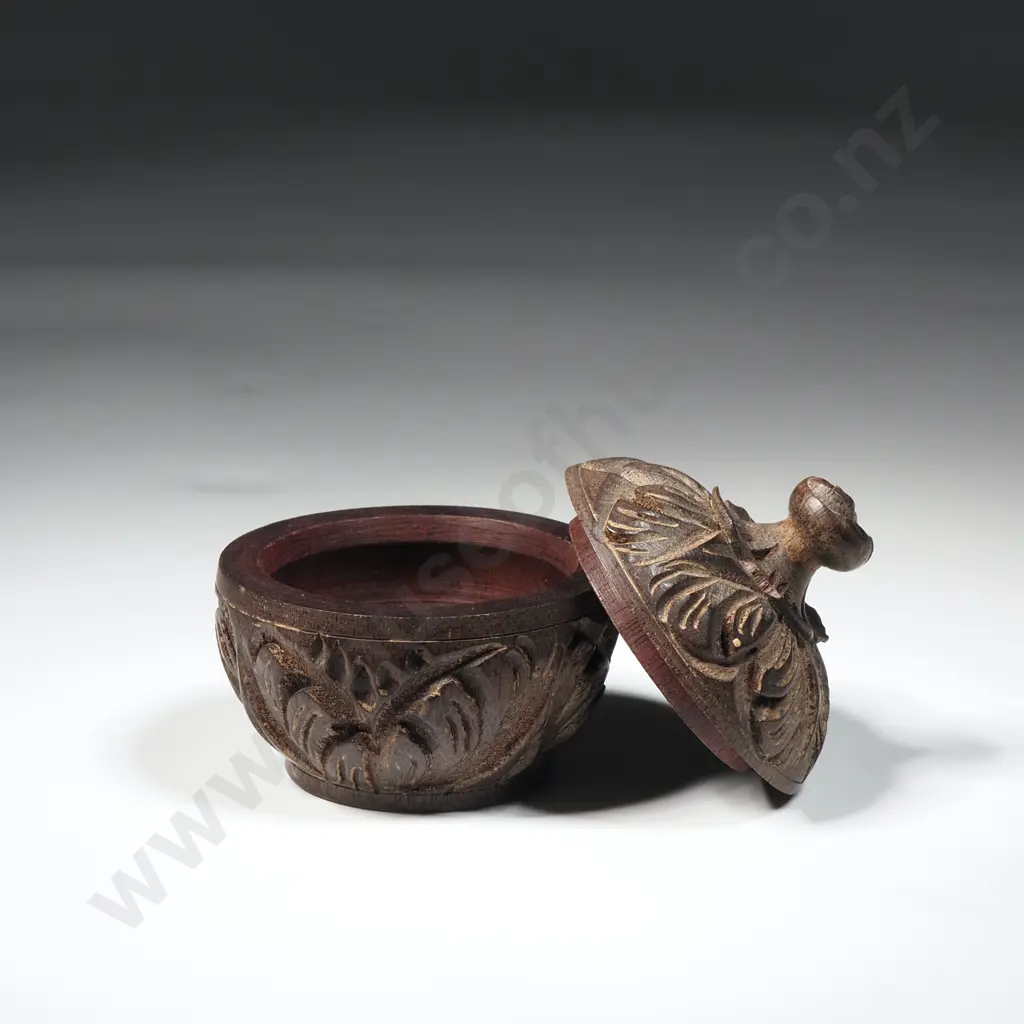 Vintage Carved Miniature Lidded Box. Possibly From India  Image 1++