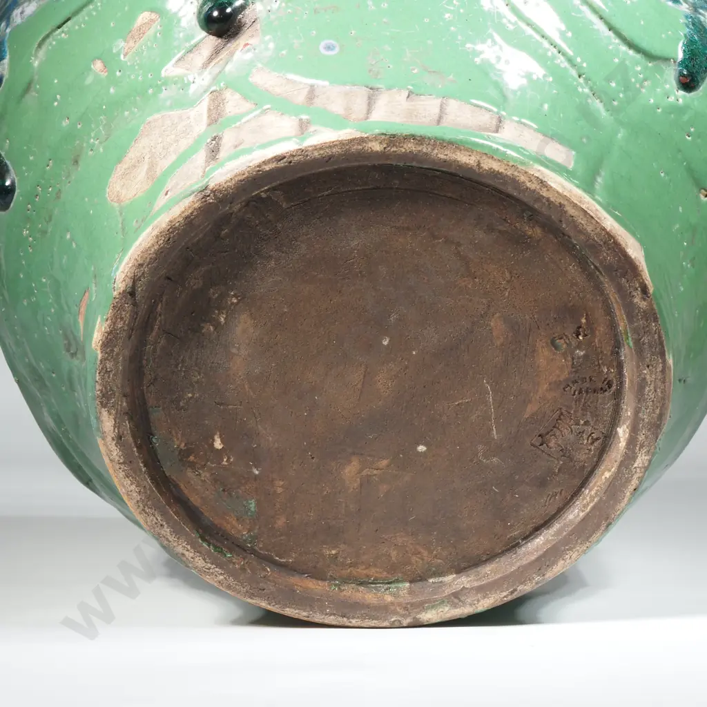 Rare Japanese Awaji Manulipated Drip Glaze Pottery Vase  ca 1930's Image 1++