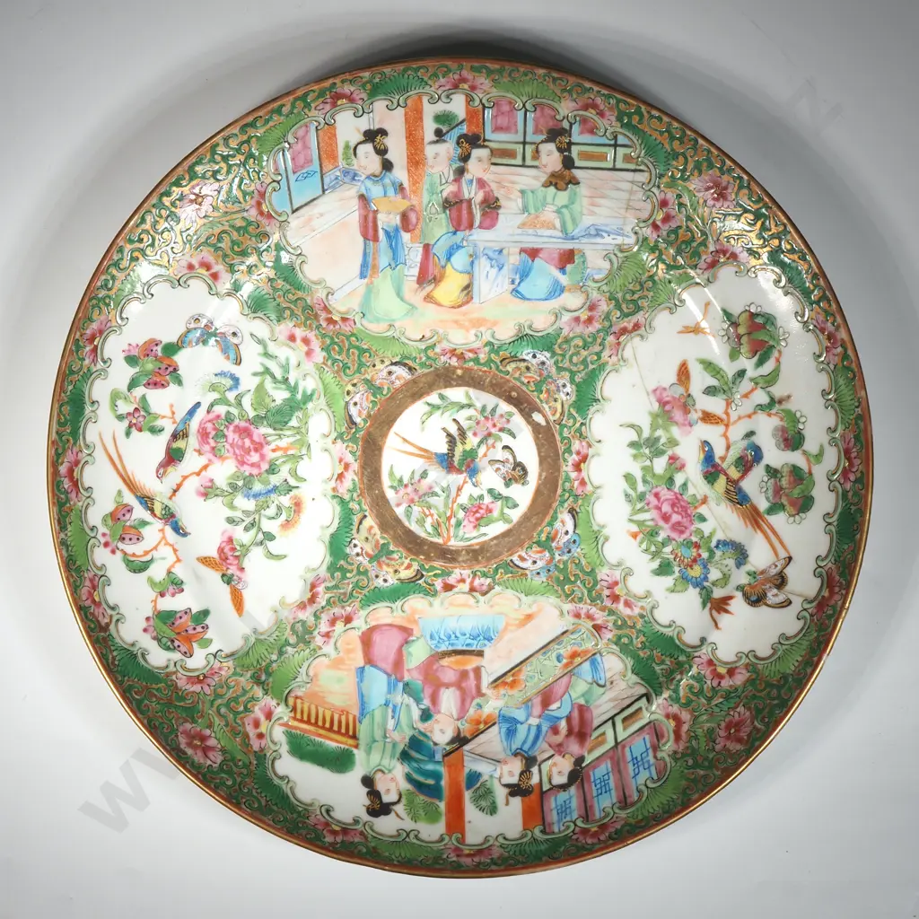 Cantonese Enamel "Famille Rose" Plate. A/F Image 1++