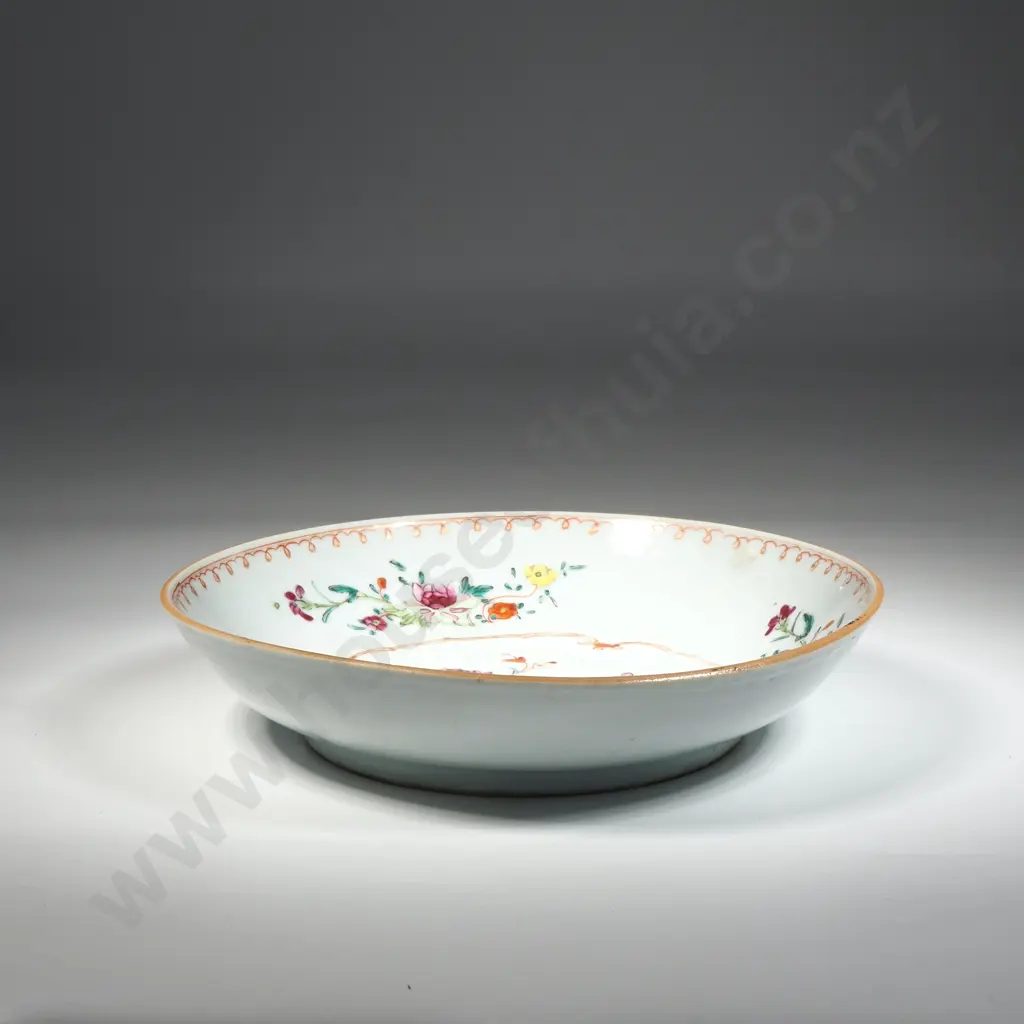18th Chinese Famille Rose Dish Decorated With Flowers On A White Ground. Image 1++
