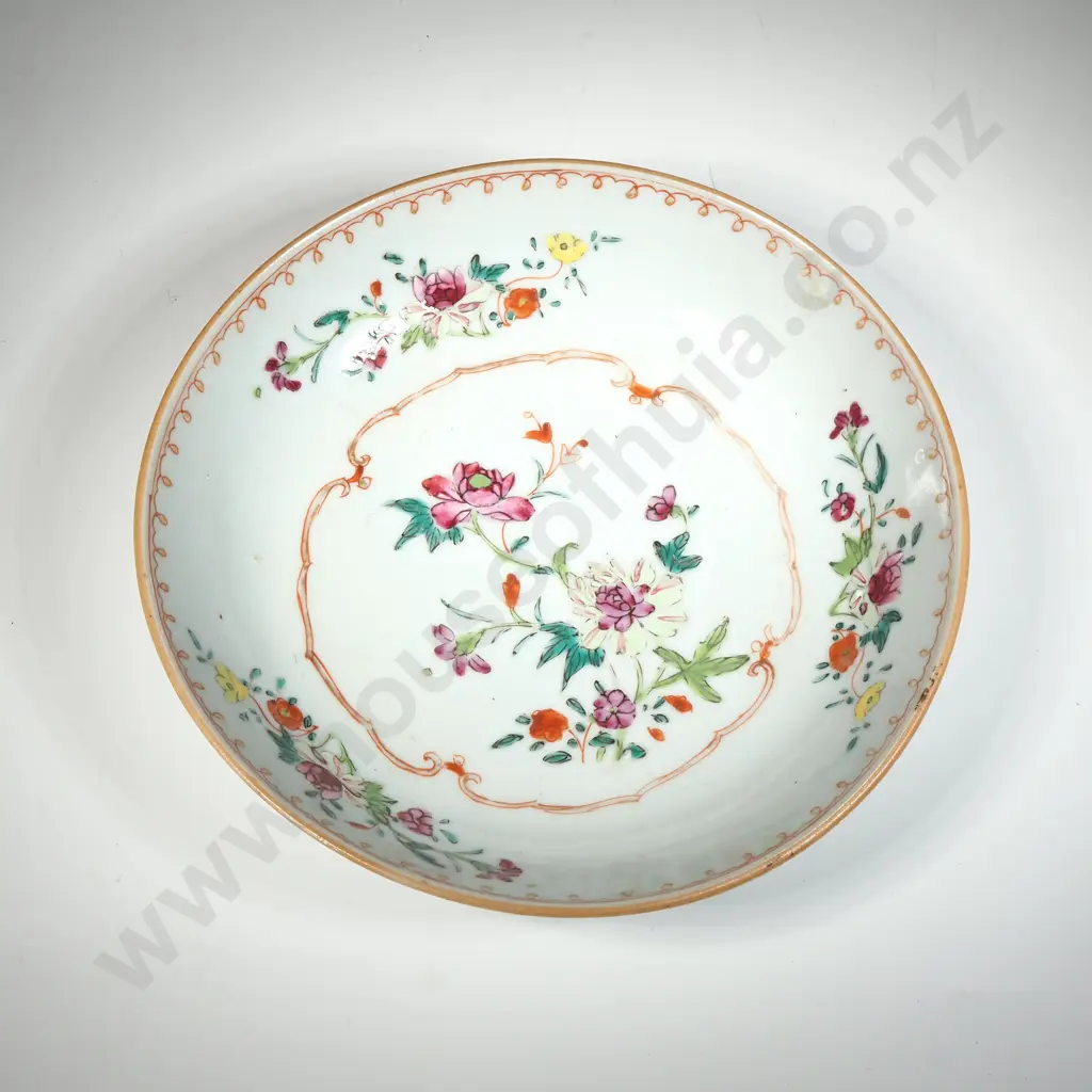 18th Chinese Famille Rose Dish Decorated With Flowers On A White Ground. Image 1++