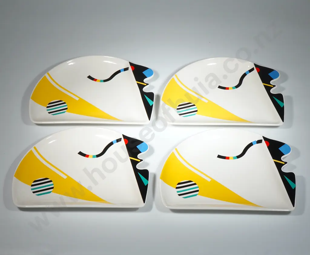 Four Kato Kogei Japan Humoresque Fujimori Plates. Mid Century Image 1++