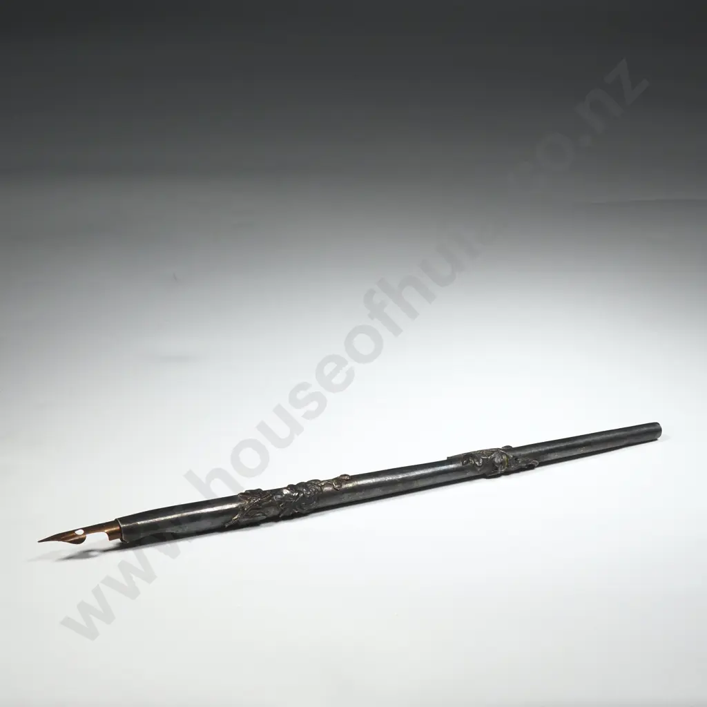 Chinese Export Silver Dip Pen C1900 Desk Item. Marked LH 90  Image 1++