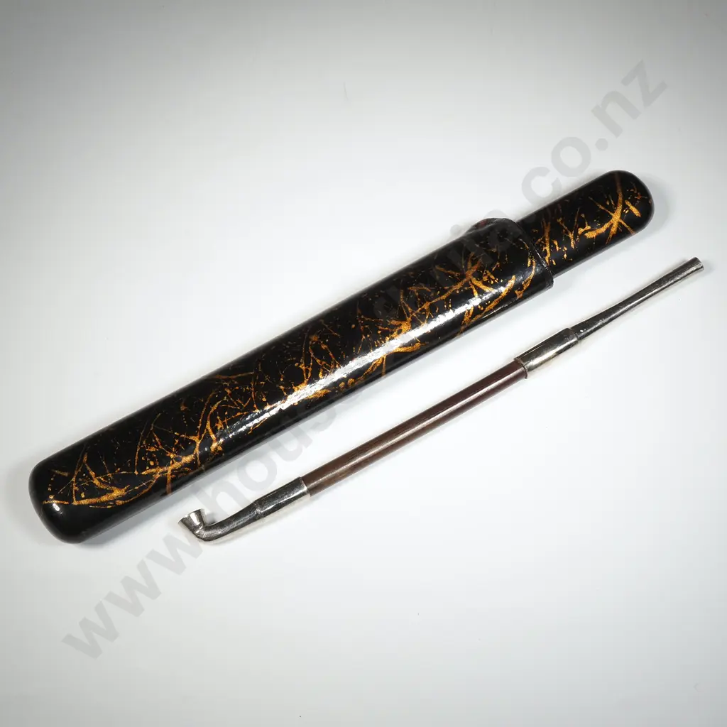 Vintage Chinese Opium Pipe In A Lacquered Case. Image 1++