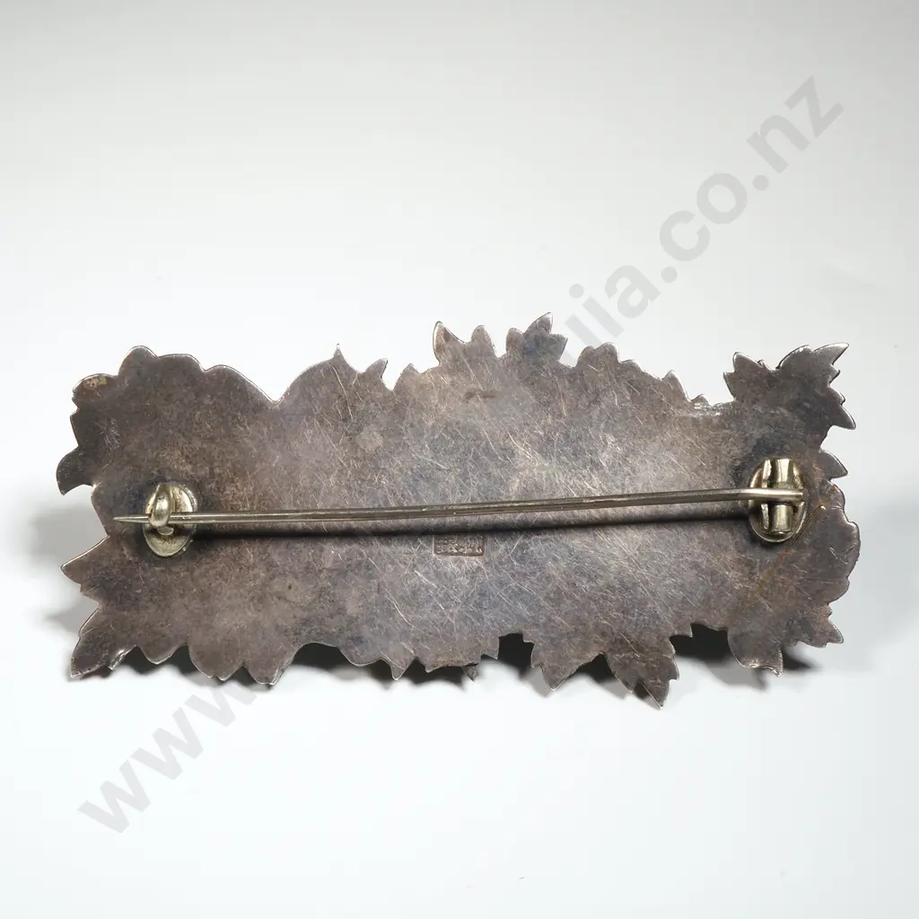 Ornate Chinese Export Sterling SIlver & Enamel Brooch Image 1++