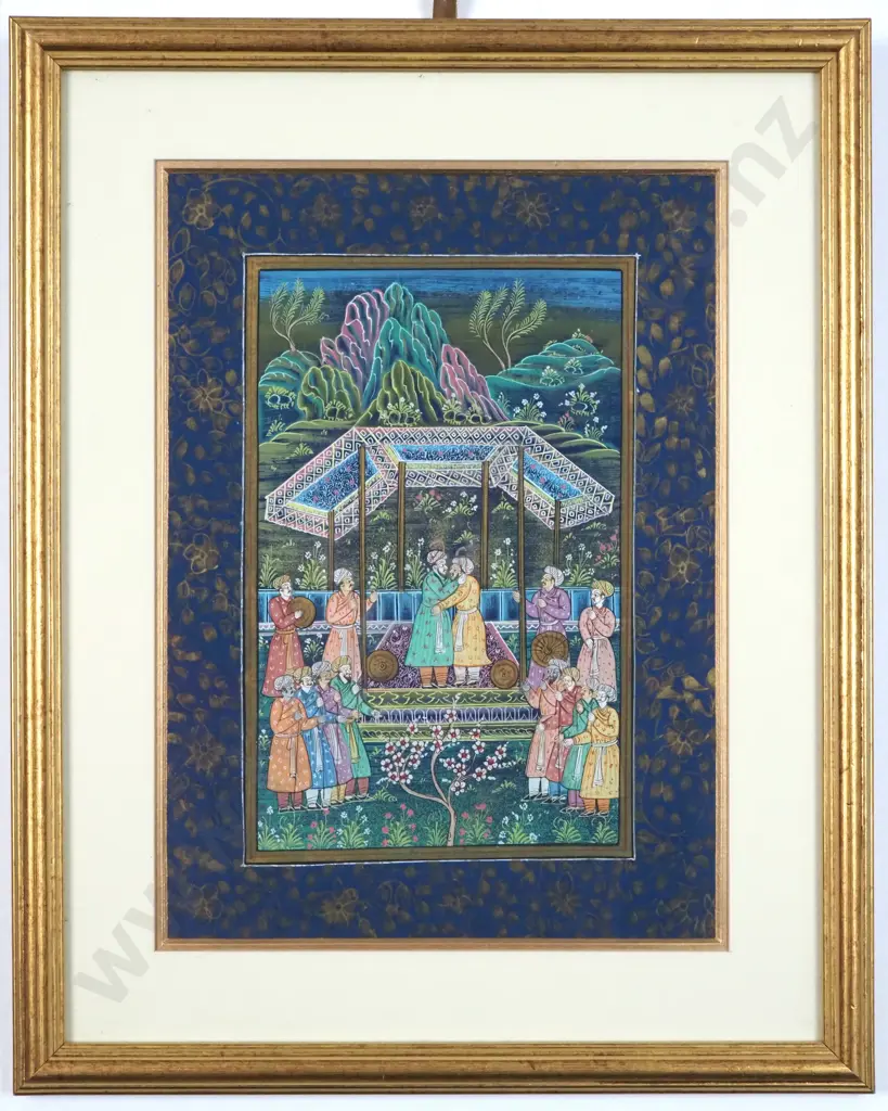 Mughal Miniature Depicting A Love Scene Or A Royal Court Scene  Image 1++