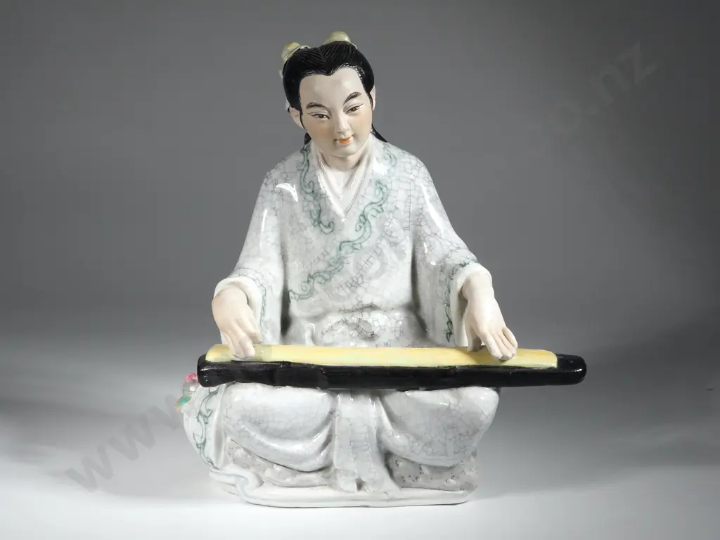 Chinese Figure Of A Woman Playing A Lap Instrument Image 1++