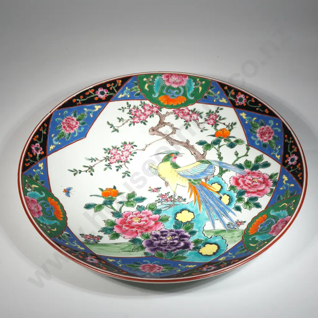 Vintage Japanese Porcelain Plate Featuring A Phoenix Bird Amongst Peonies & Blossoms.  Image 1++