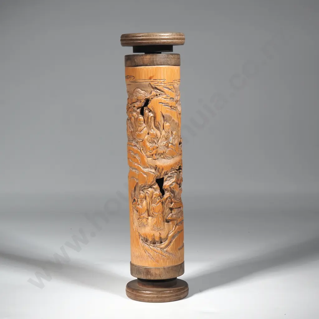 Vintage Carved Bamboo Cricket Cage Image 1++