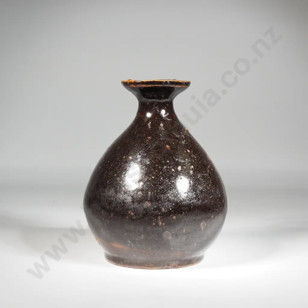 Antique Chinese Brown Molasses Glaze Earthenware Whisky Container. Probably Late 19th Century Image 1++