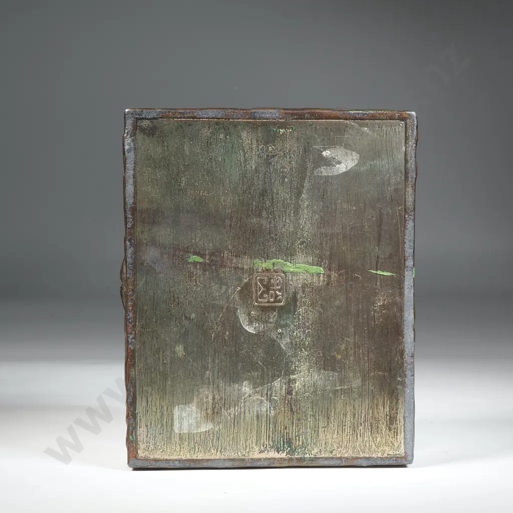 Vintage Bronzed Japanese Cigarette Box With Dragon Lid Image 1++