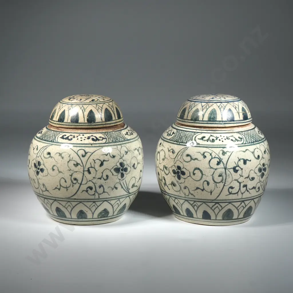 Pair Of 18th Century  Underglaze Blue & White Ginger Jars. Image 1++