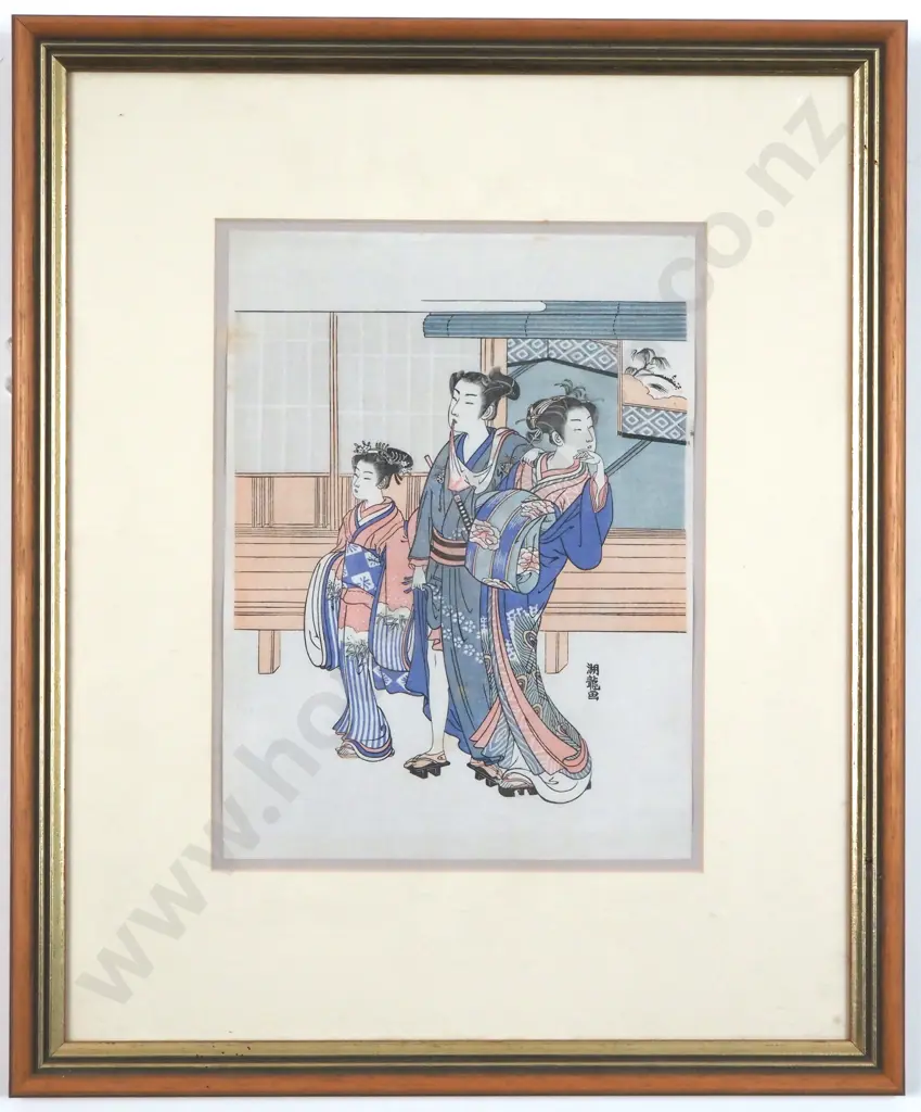 Woodblock Print By Koryusa Isoda Titled "In The Gay Quarters"  Image 1++