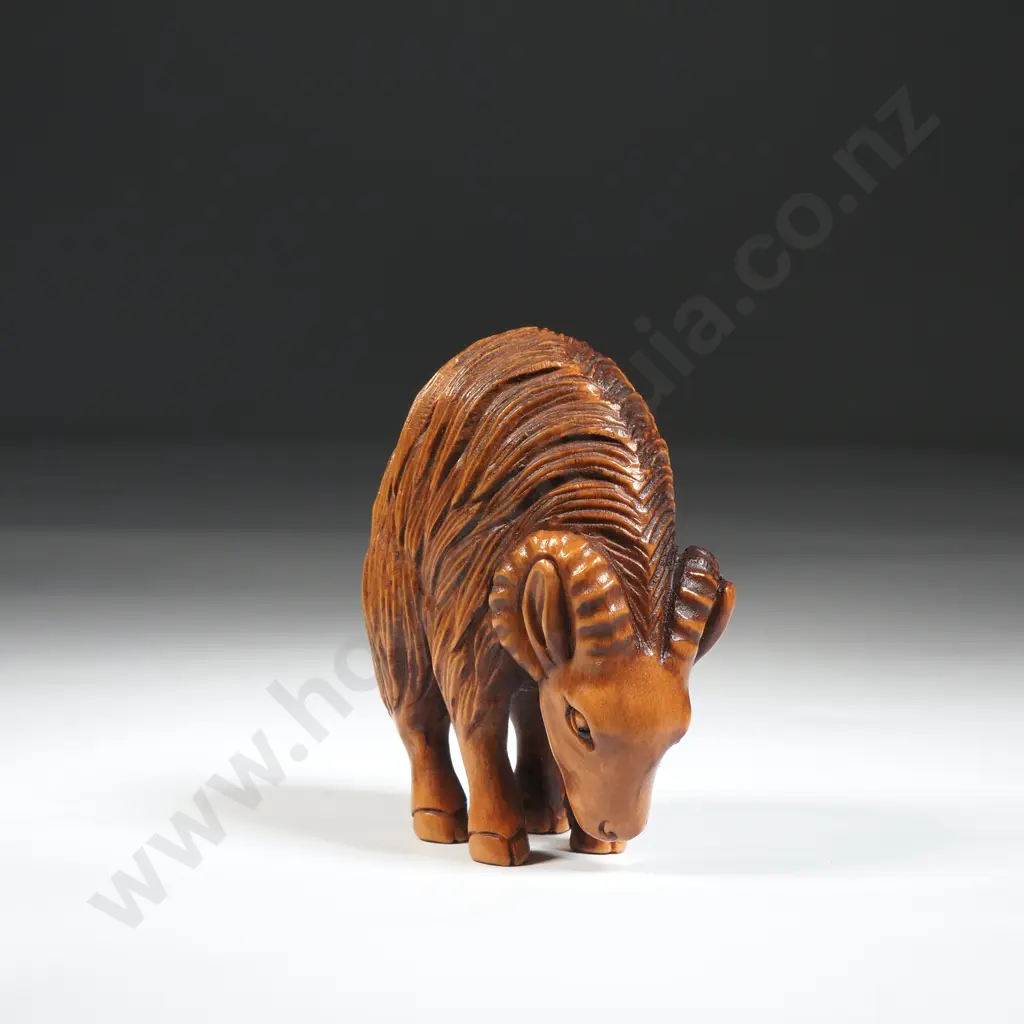 Wooden Netsuke Of Ram  Image 1++