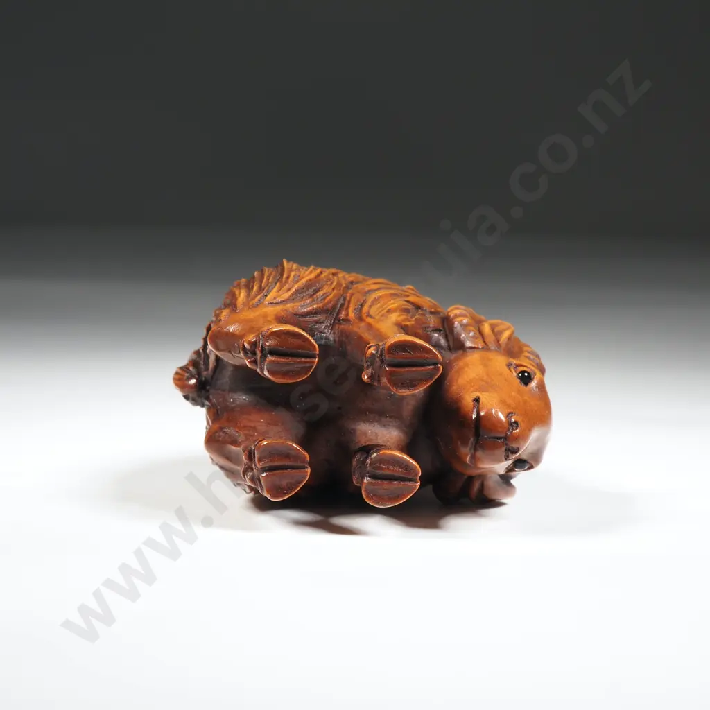 Wooden Netsuke Of Ram  Image 1++