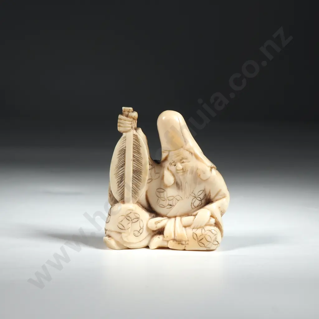 Ivory Figure Depicting Fukurokujo  Image 1++