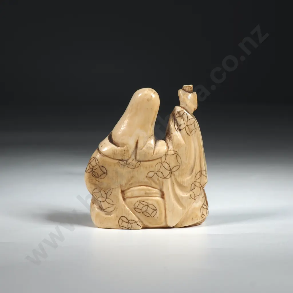 Ivory Figure Depicting Fukurokujo  Image 1++