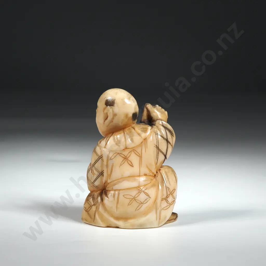 Ivory Okimono Of A Young Boy with Scroll Image 1++