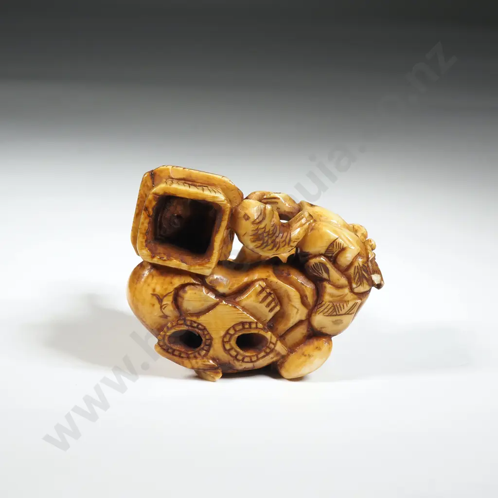 Ivory Netsuke Of a Figural Group. Image 1++