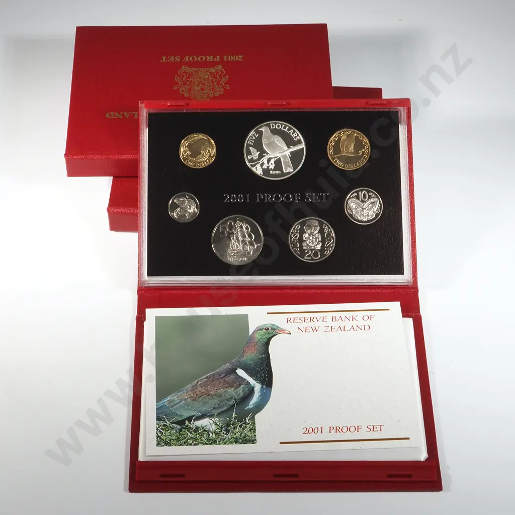 Three New Zealand Proof Coin Sets - Each w Silver One Dollar Coin  Image 1++