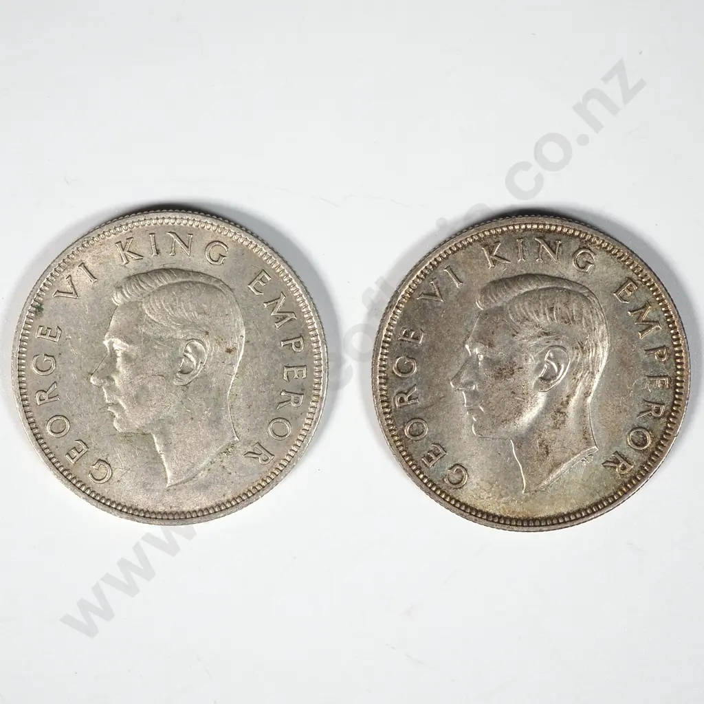 Two 1940 New Zealand Waitangi Half Crowns Image 1++