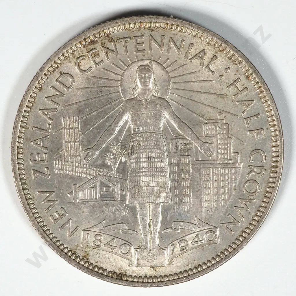 1940 New Zealand Half Crown - Waitangi  Image 1++