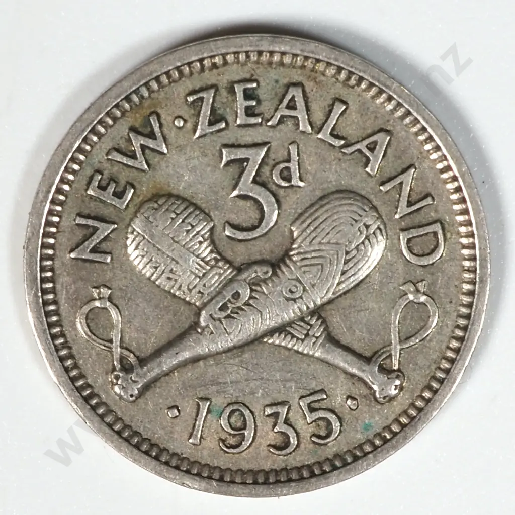 1935 New Zealand Threepence  Image 1++