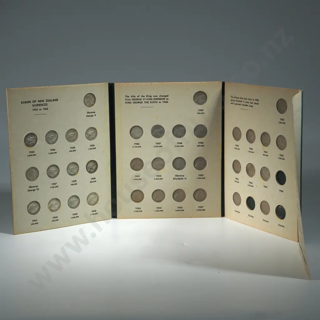 New Zealand Bertrand Sixpence Album - Complete  Image 1++