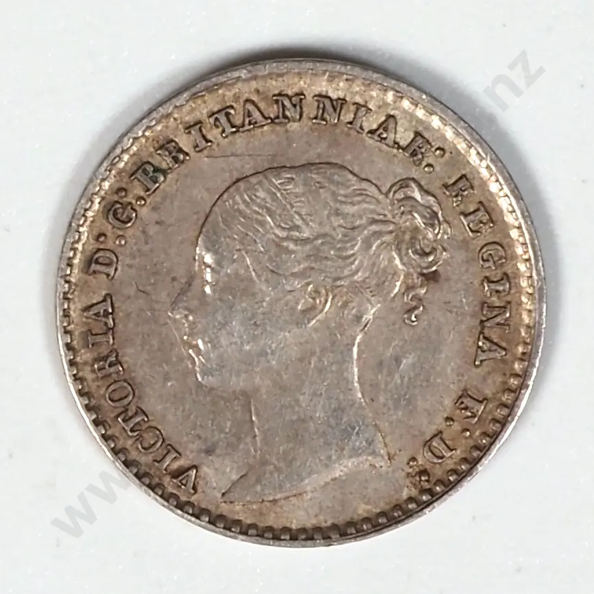 1852 United Kingdom 1 Pence Silver Coin Image 1++