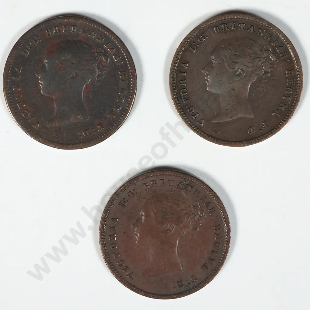 Two 1844 United Kingdom Half Farthings & 1845  Image 1++