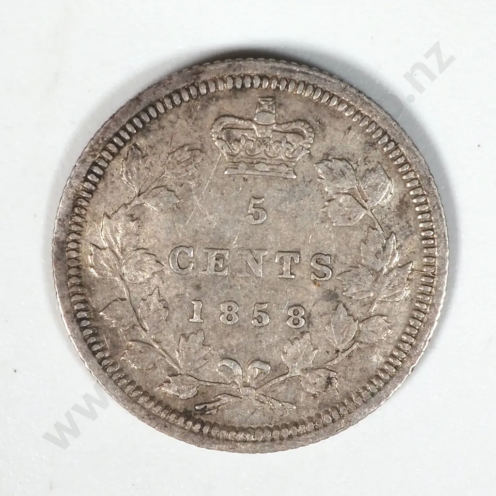 1858 Canada Five Cent Coin Image 1++