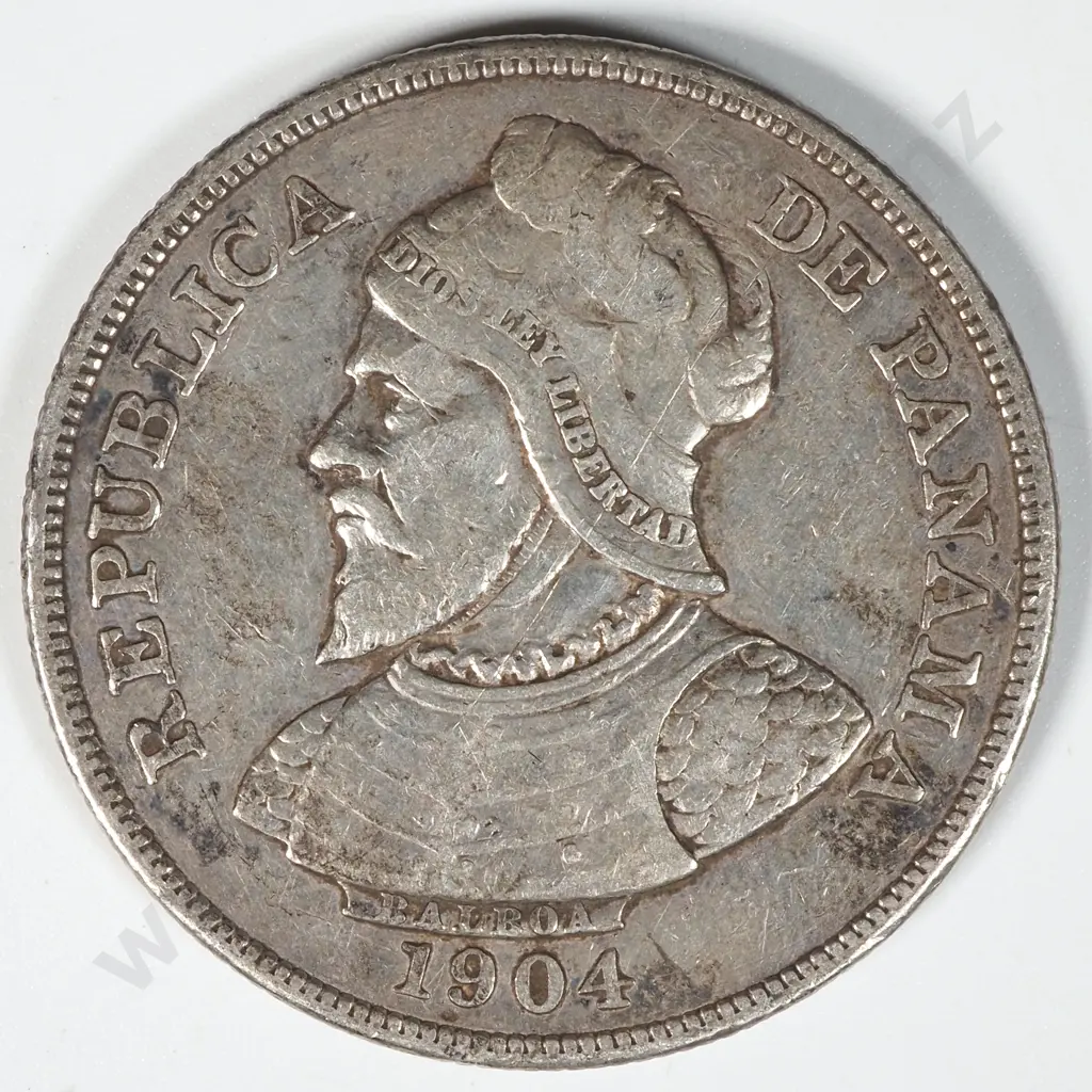 1904 Panama 25 Centesimos .900 Silver Coin  Image 1++