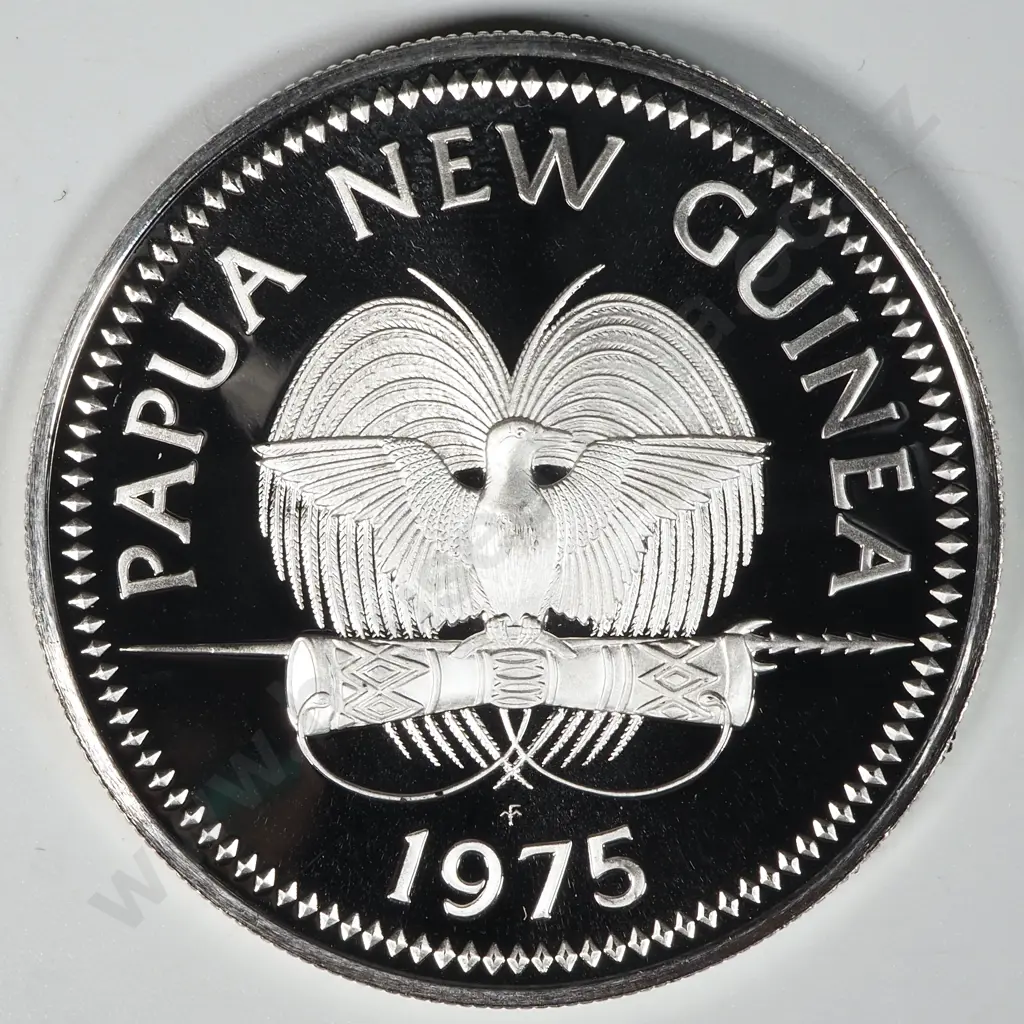1975 Papua New Guinea 5 Kina Silver Coin - 13.8 Grams ASW Image 1++