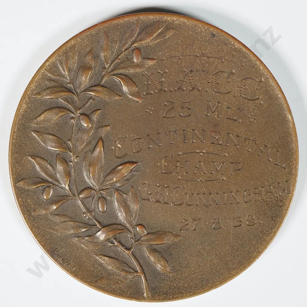 1938 Northern Amateur Cycle Club Champ Prize Medal to G H Cunningham  Image 1++